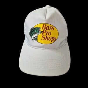 Bass Pro Shops White Mesh Snapback Trucker Hat